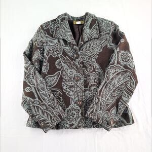 Vintage Painted Pony Blazer Brown/Blue Tapestry Paisley Women's Small Made InUSA